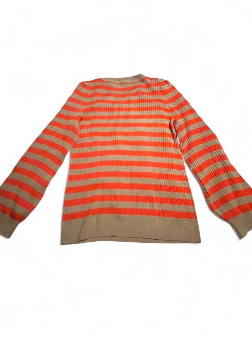 NWT Talbots Cable Knit Striped Sweater Bright Orange & Beige Size: M Petite - Picture 6 of 7